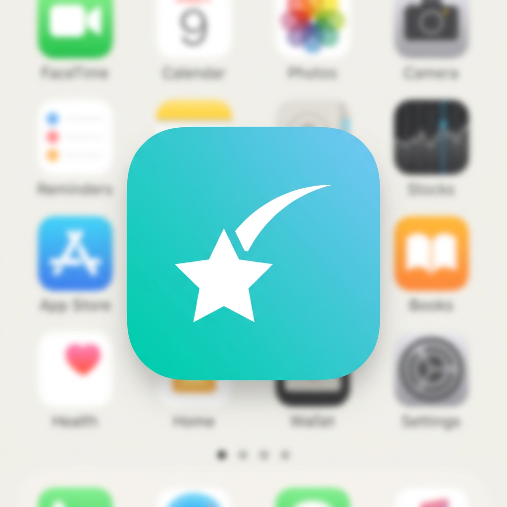 White star with trailing swoosh on blue-green gradient app icon